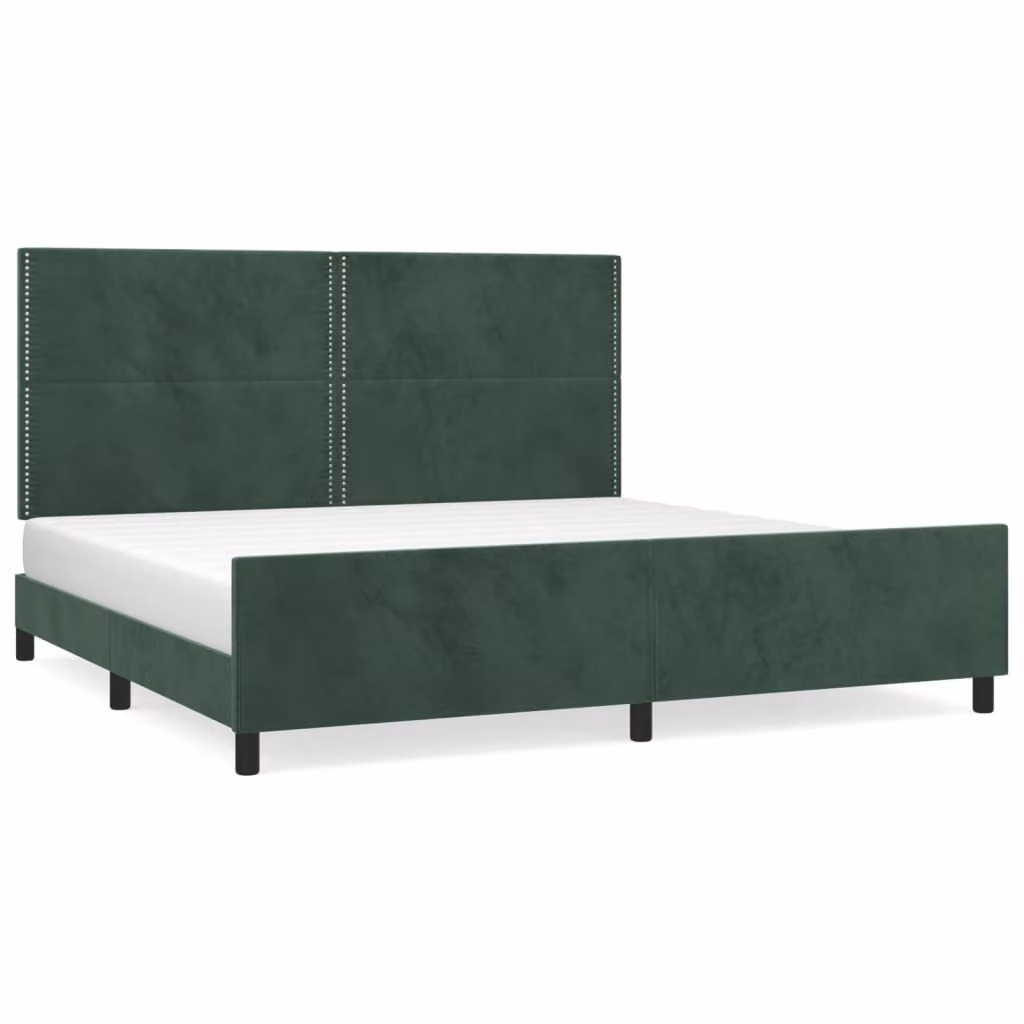Giroletto senza Materasso Verde Scuro 200x200 cm in Velluto