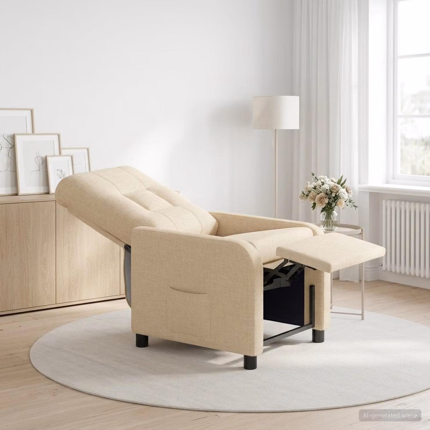 Poltrona reclinabile relax vidaXL in tessuto beige per soggiorno e ufficio in casa