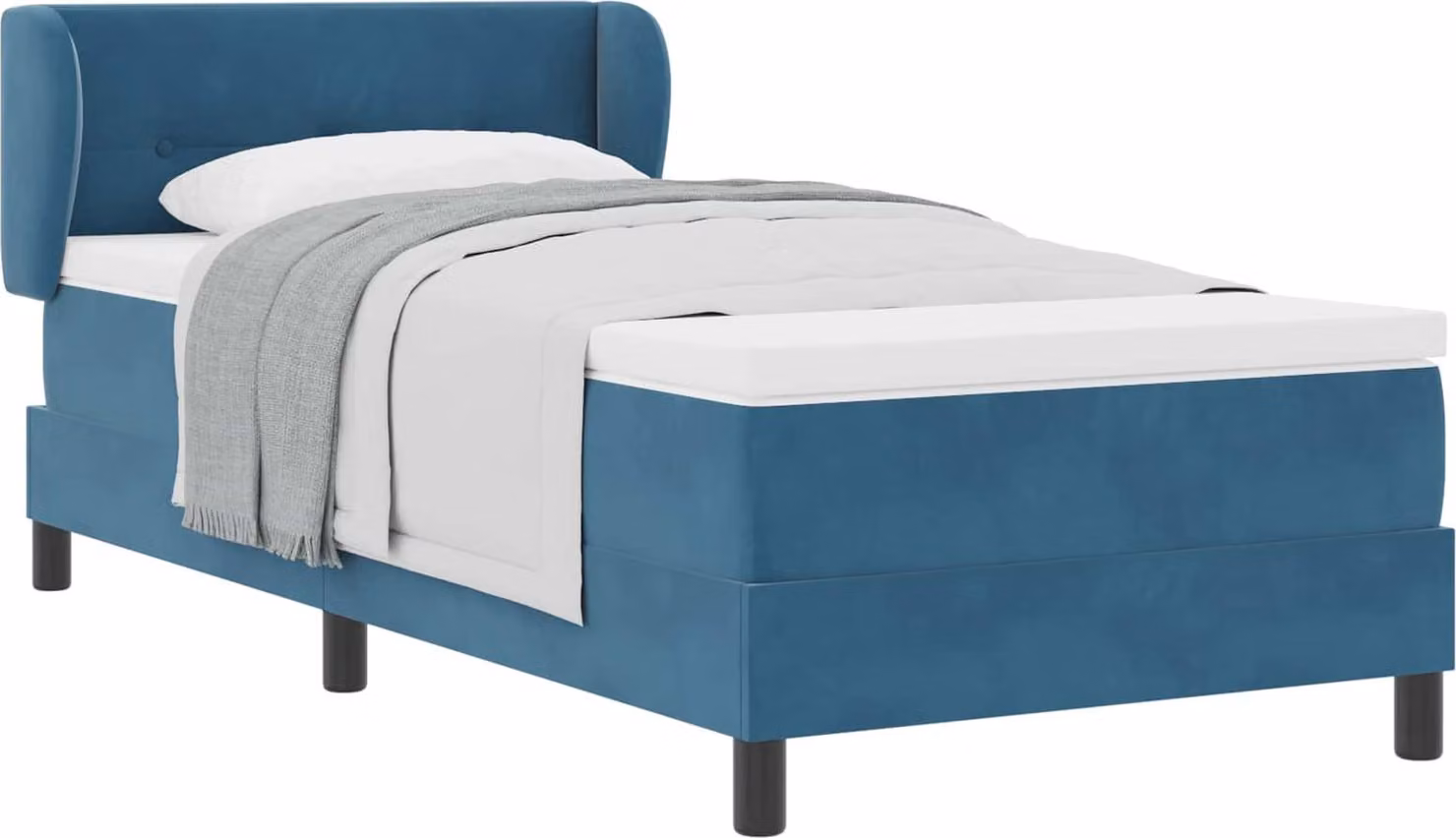 Letto a molle con materasso blu scuro 80 x 200 cm in velluto