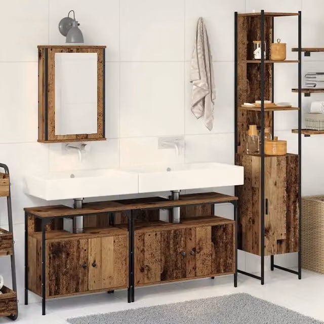 Set di mobili per il bagno 4 pz Legno vecchio 3332589