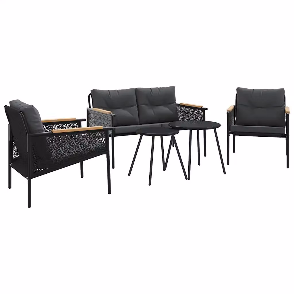 Set di mobili da esterno vidaXL composto da 5 pezzi con cuscini in antracite e struttura in acciaio verniciato a polvere per giardino e balcone – 2
