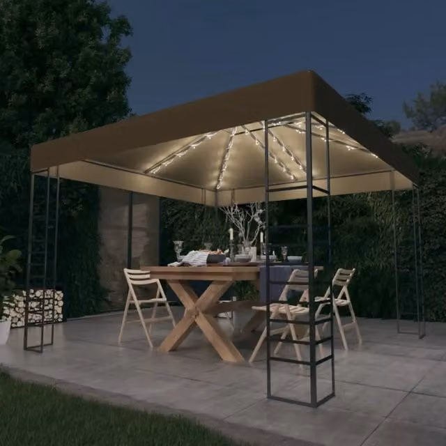 Gazebo con Luci LED a Stringa 3x3 m Grigio Talpa 3070309