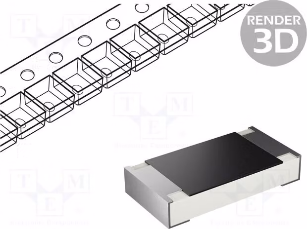 Resistenza: film spesso, 0,25W, tolleranza 5%, 5,1Ω, SMD 1206, temperatura di esercizio -55÷125°C, codice prodotto 1206S4J051JT5E