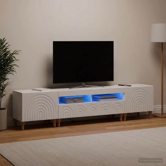 Mobile TV LED a 3 pezzi Bianco Lucido Legno ingegnerizzato 3416501