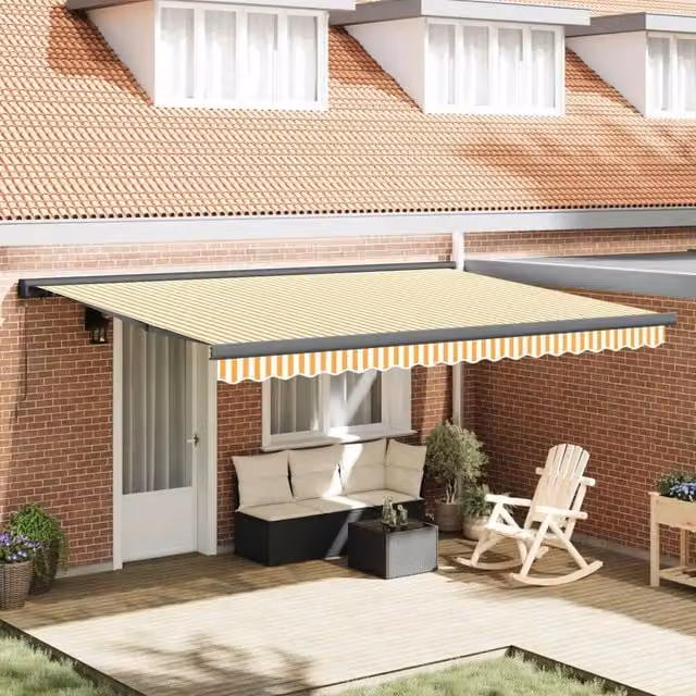 Tenda retrattile Videx in alluminio e poliestere gialla e bianca L: 450 cm, P: 300 cm – 1