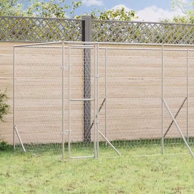 Cuccia per cani da esterno vidaXL in acciaio zincato argento L: 6 m, P: 2 m, H: 2 m – 1