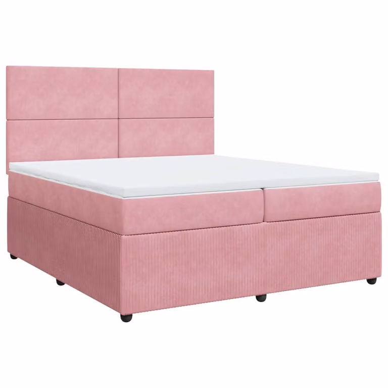 Giroletto a Molle con Materasso Rosa 200x200 cm in Velluto