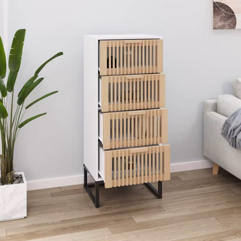 Credenza moderna vidaXL in legno e metallo, colore bianco, L/P/H: 40 x 30 x 95 cm