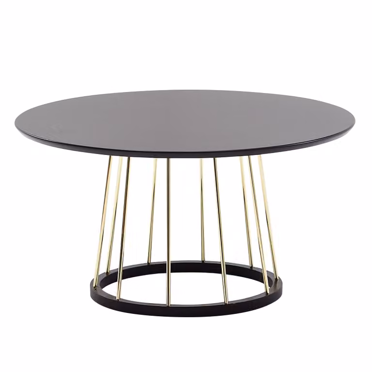 Tavolino rotondo 80x80x42 cm tavolino nero oro metallo moderno | Wohnling