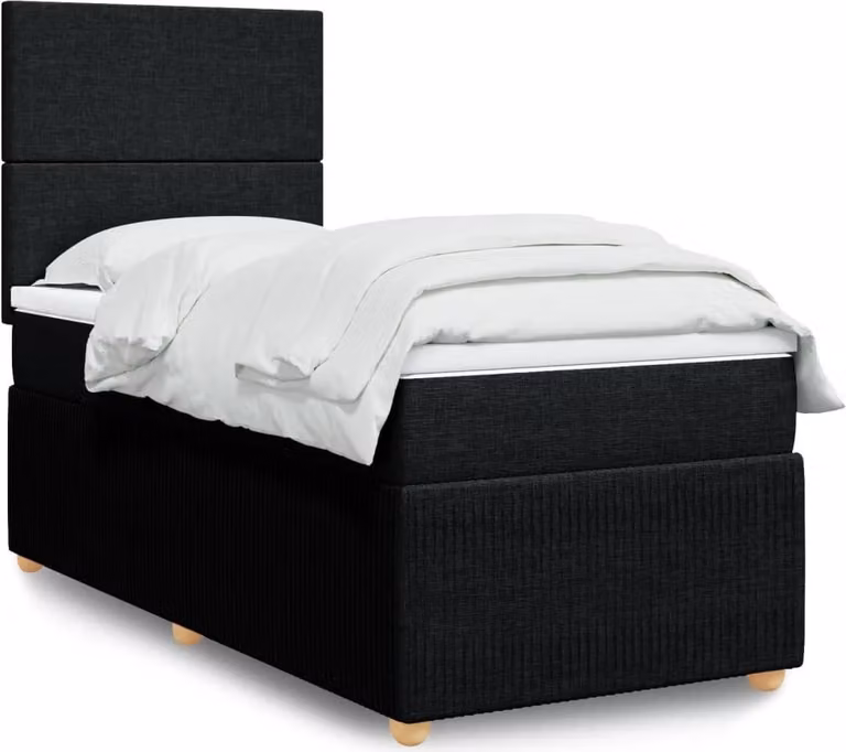 Maison Exclusive - Giroletto a Molle con Materasso Nero 100x200 cm in Tessuto