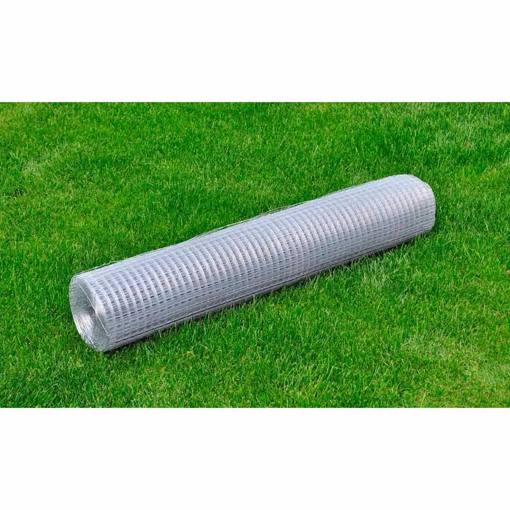 Recinzione in rete quadrata vidaXL in acciaio zincato, Argento, 1 x 25 m