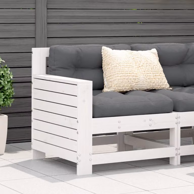 vidaXL Divano da giardino in legno di pino trattato con cuscini bianchi e antracite in stile rustico