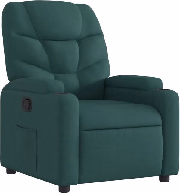 Poltrona | Sedia Relax Reclinabile in Tessuto Verde Scuro