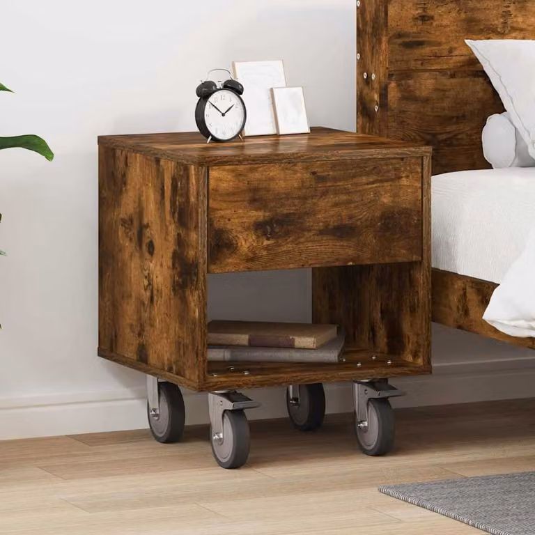 Comodino moderno vidaXL in legno rovere fumé marrone L/P/H: 40,5 x 40 x 48 cm