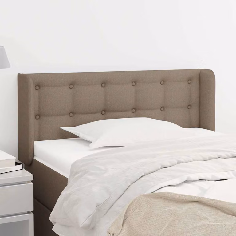 Testiera ad orecchio vidaXL in tessuto color tortora, L: 93 cm, P: 16 cm, H: 78-88 cm