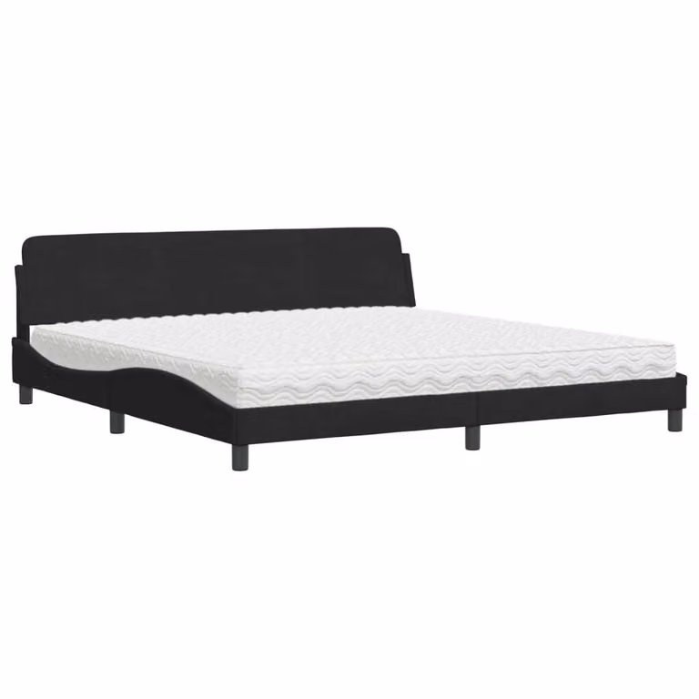 Letto con Materasso Dover Nero 200x200 cm in Velluto
