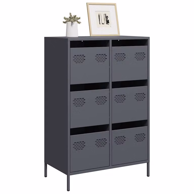 Credenza moderna vidaXL in metallo antracite L: 68 cm, P: 39 cm, H: 101,5 cm