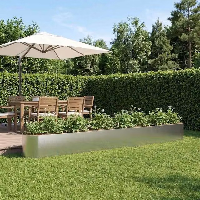 Letto rialzato da giardino Acciaio Inox 360 x 40 x 40 cm 8011709