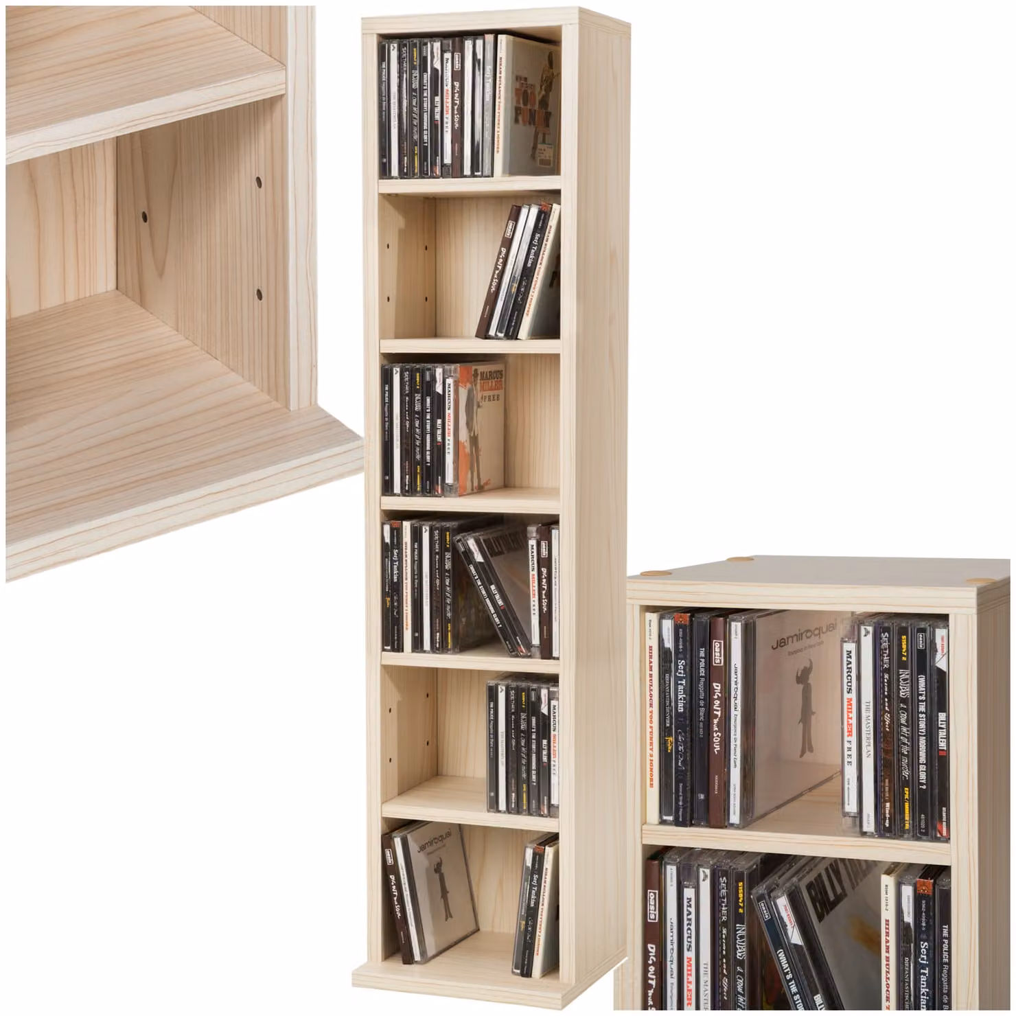 Scaffale per CD TecTake GmbH con 6 scomparti, colore faggio, L: 90 cm, P: 21 cm, H: 20 cm
