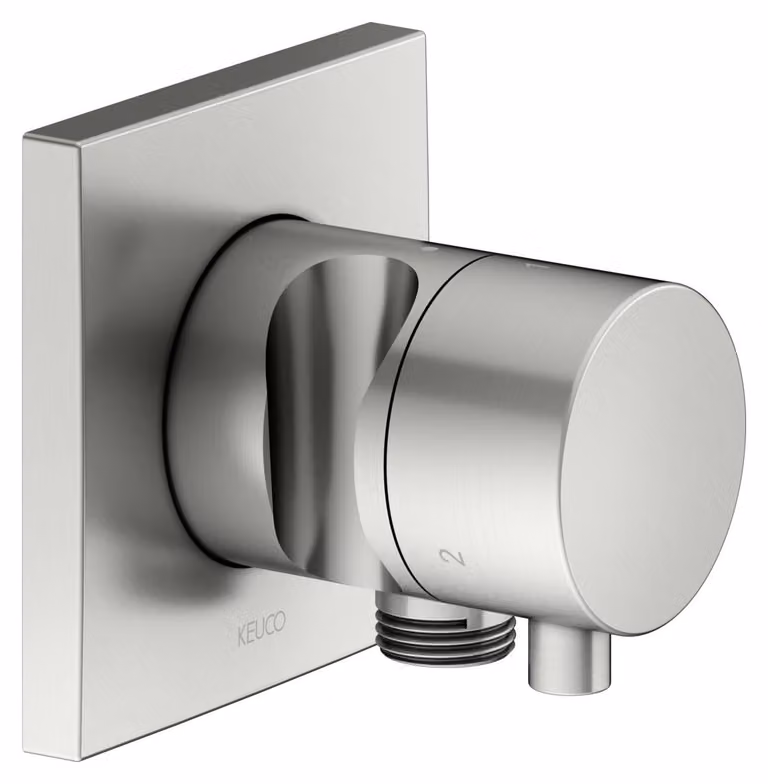 KEUCO IXMO Vanne d'inversion à encastrer 3 consommateurs, raccord de flexible, poignée Comfort et support de douche, sans arrêt, rosace carrée, 59548061202, 59548061202