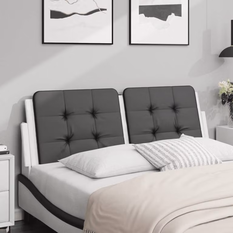 vidaXL Cuscino Testiera Zadar in Similpelle Nero e Bianco L: 140 cm