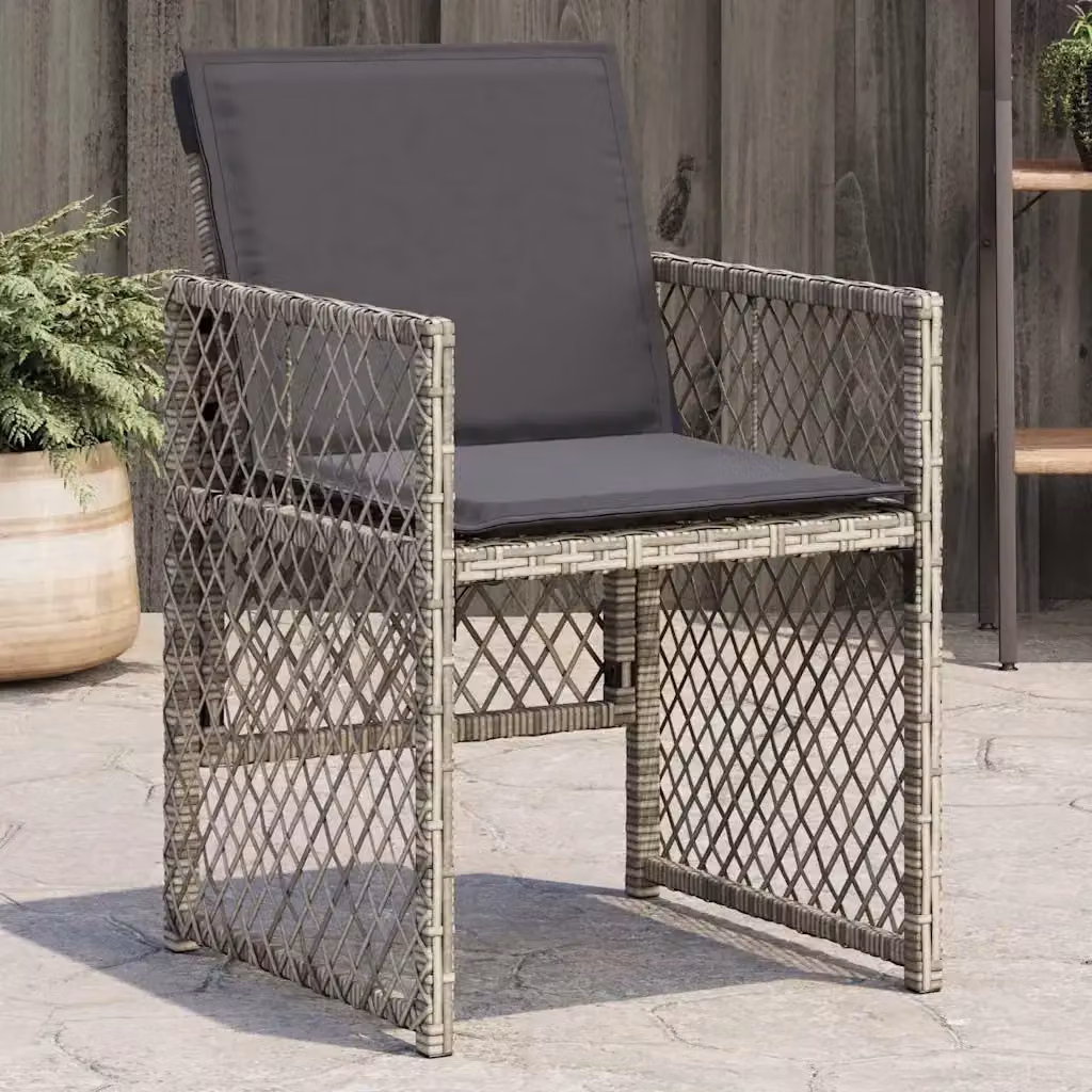 Set di 4 sedie da giardino moderne in polyrattan grigio con cuscini e braccioli – 2