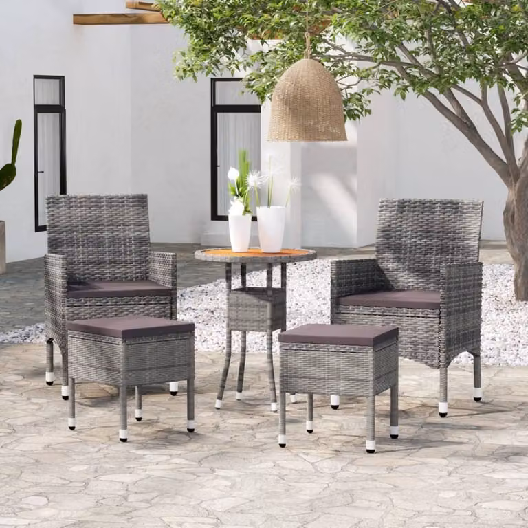 Maison Exclusive - Set da giardino da 5 pezzi in polyrattan grigio