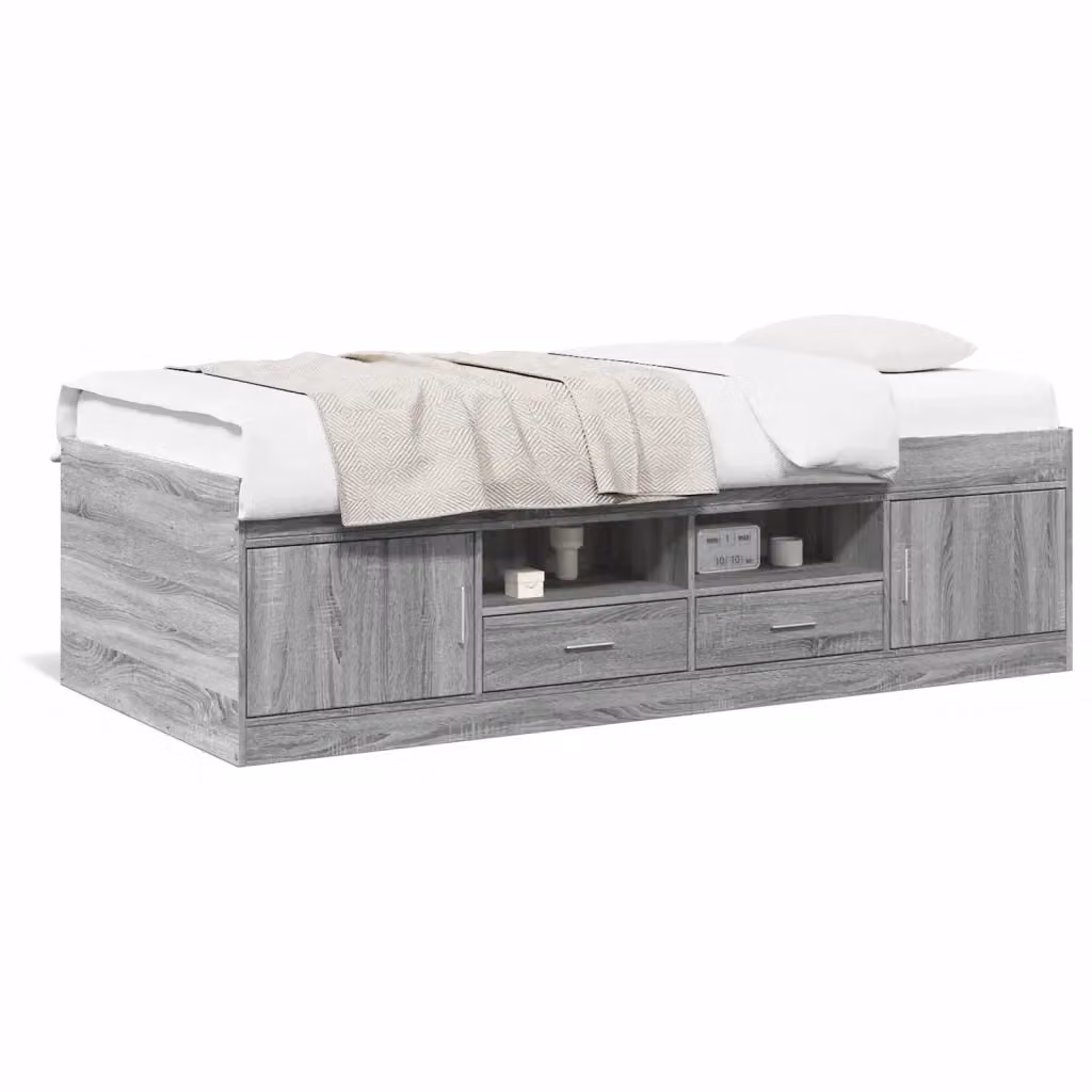 vidaXL Divano Letto Moderno con Cassetti e Seduta Sollevabile, Grigio, L/P/H: 203 x 102 x 52 cm – 2