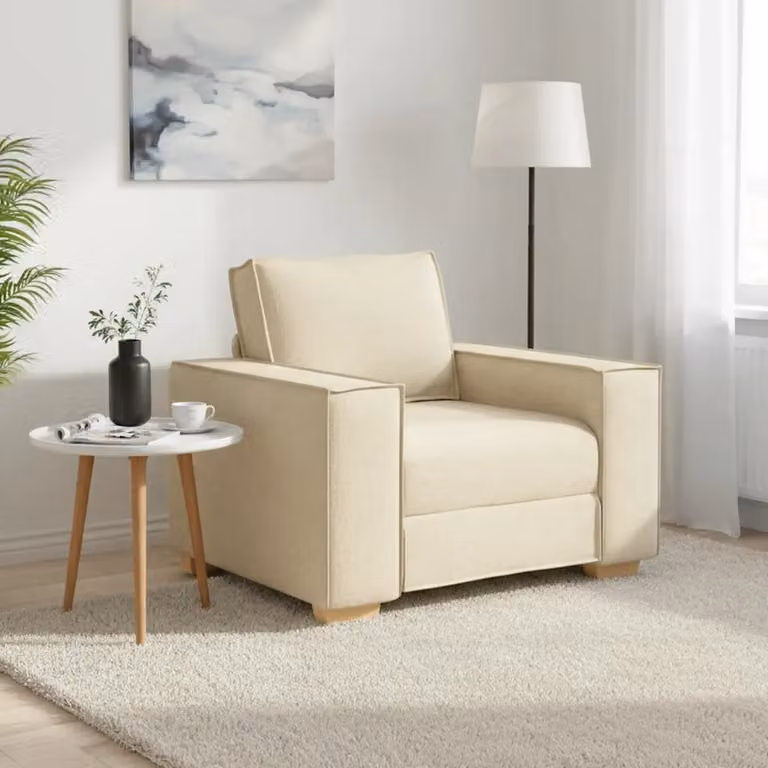 Poltrona Divano moderna vidaXL in tessuto beige con braccioli L/P/H: 100 x 78 x 84 cm