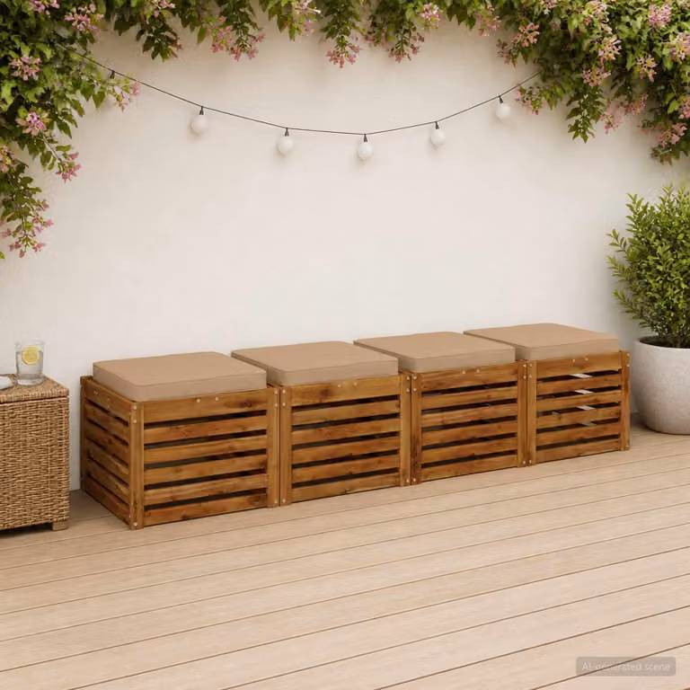 Set di 4 cuscini per sedia vidaXL VUGHT in poliestere color sabbia con rivestimento rimovibile e lavabile