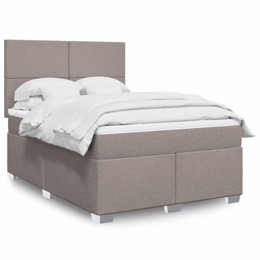 vidaXL Giroletto a Molle con Materasso in Tessuto Tortora L/P/H: 140 x 200 cm