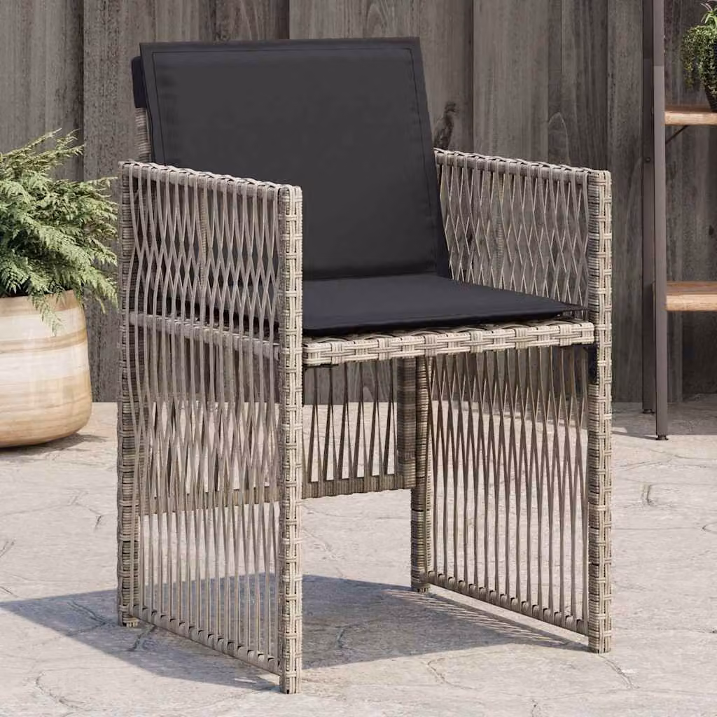 Set di 4 sedie da giardino vidaXL in polyrattan con cuscini grigio antracite e braccioli