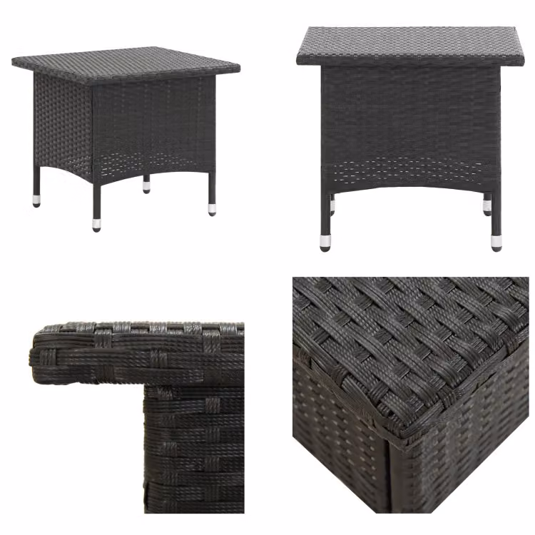 vidaXL Teetisch Schwarz 50 x 50 x 47 cm Poly Rattan - Gartentisch - Gartentische - Outdoor-Tisch - Outdoor-Tische