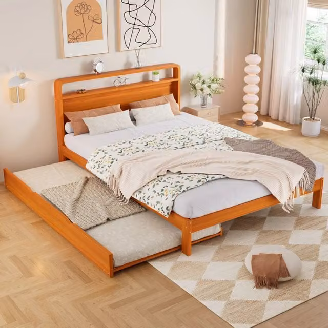 Letto REDOM in legno naturale con letto estraibile, dimensioni: 140 x 200 cm con letto aggiuntivo 90 x 190 cm