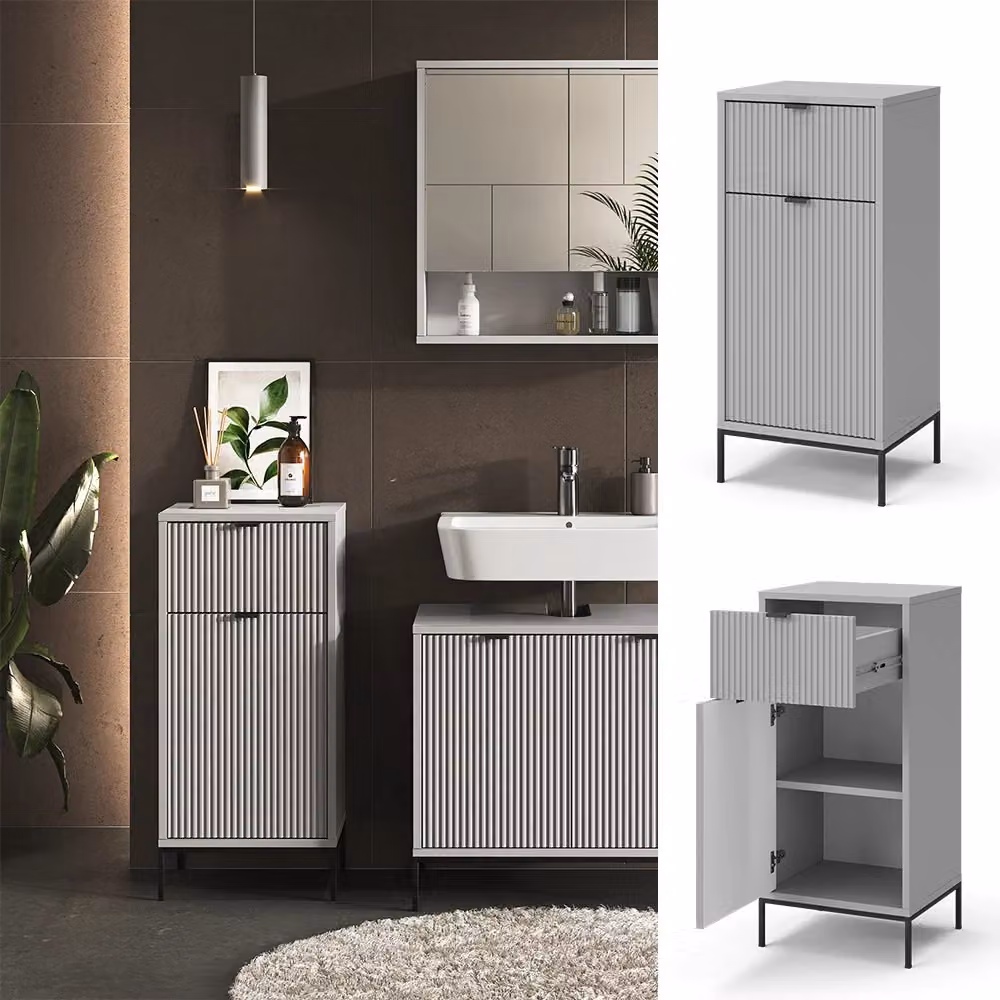 Mobiletto bagno Eliza Vicco Grigio con anta e cassetto L: 40 cm, H: 87 cm – 2