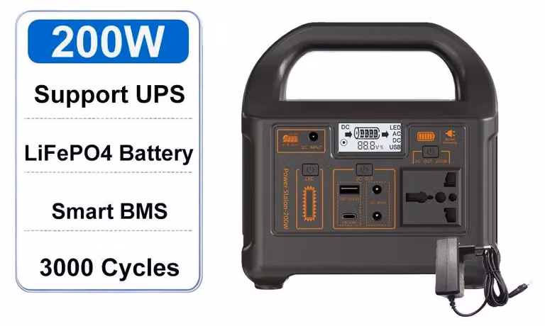 Generatore solare, centralina di alimentazione portatile, diverse opzioni di ricarica, 200W, 153,6Wh
