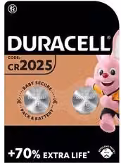 Batteria a bottone Duracell Litio CR2025 3V, confezione da 2 pezzi