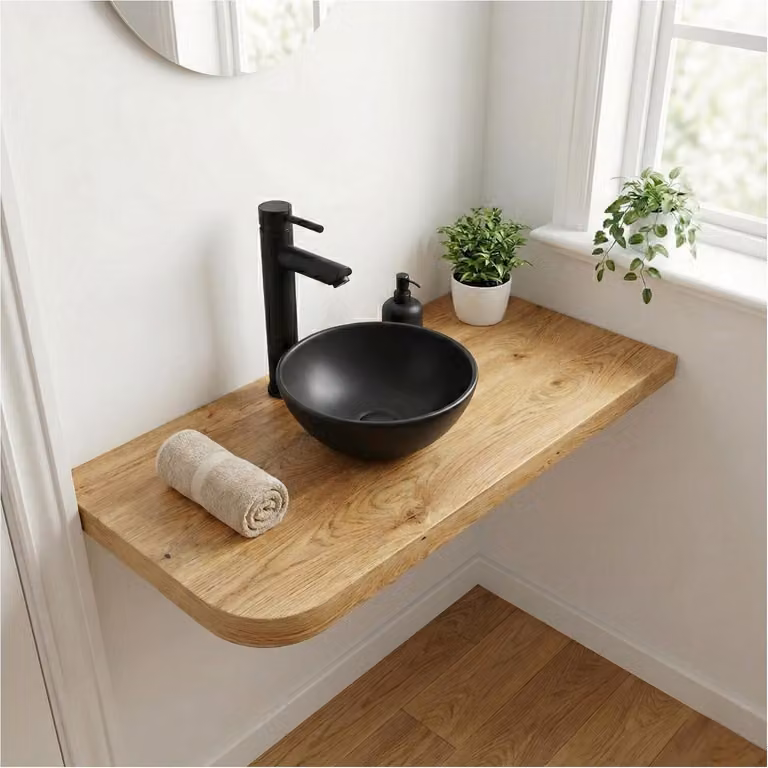 Lavabo da appoggio rotondo in Vetroceramica nera SOHO da 26 cm