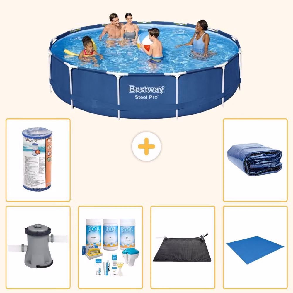 Bestway Steel Pro, piscina in acciaio, rotonda - 396x84 cm - 7 pezzi, modello S21610