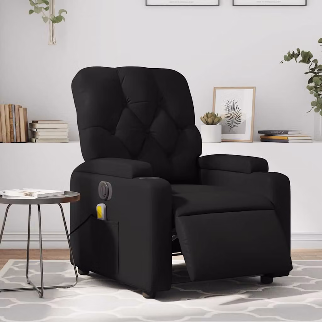 vidaXL Poltrona Massaggiante Reclinabile Elettrica in Similpelle Nera con Braccioli – 1