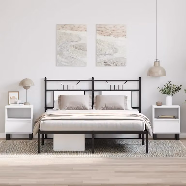 Set di 2 comodini sospesi vidaXL bianchi in legno e metallo per camera da letto L/P/H: 40 x 35 x 50 cm