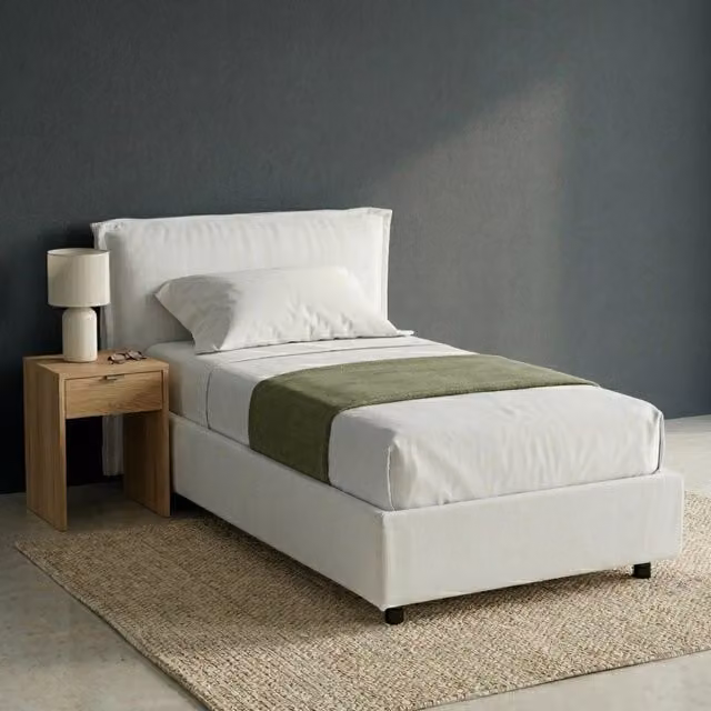 Letto Singolo Moderno DMORA con Materasso Incluso per Cameretta Bambini, Bianco, L/P/H: 200 x 80 x 105 cm