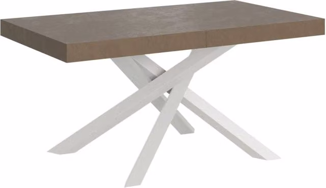 Tavolo Allungabile Moderno GIORDANOSHOP Volantis Colore Tortora e Bianco L/P/H: 160-420 x 90 x 77 cm – 1