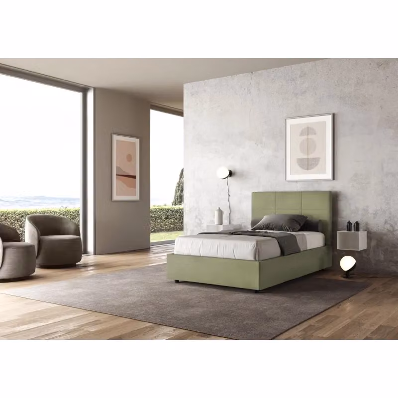 Letto imbottito con contenitore Mika Ityhome colore verde in microfibra L/P: 120 x 200 cm – 2
