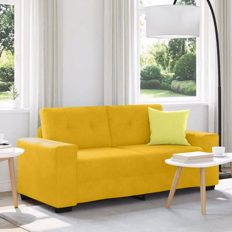 vidaXL Divano Divanetto Moderno in Velluto Giallo L: 180 cm, P: 77 cm, H: 82 cm