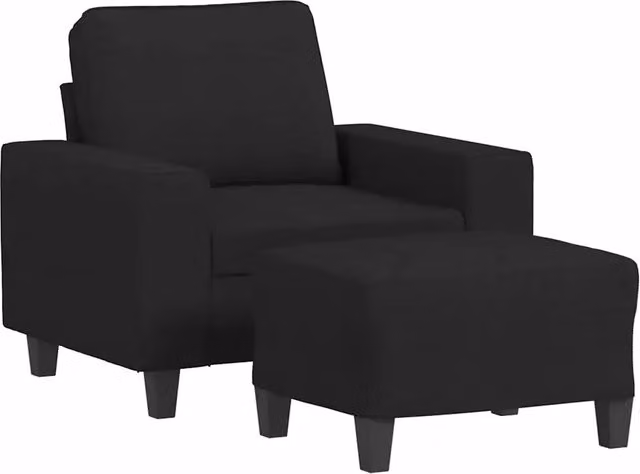 Poltrona | Sedia Relax con Poggiapiedi Nero 60 cm in Tessuto