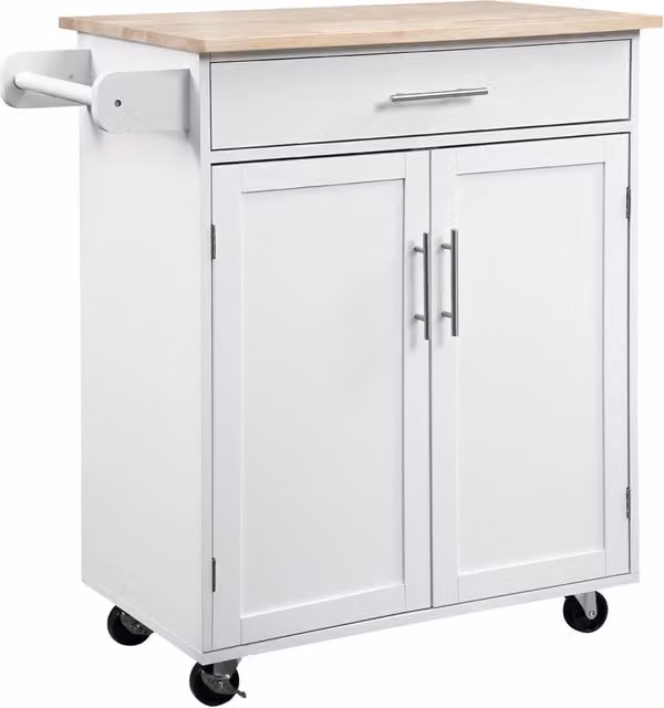 Carrello da cucina Minimal bianco con cassetto e porta asciugamani L: 45,0 cm, P: 25,0 cm, H: 91,5 cm