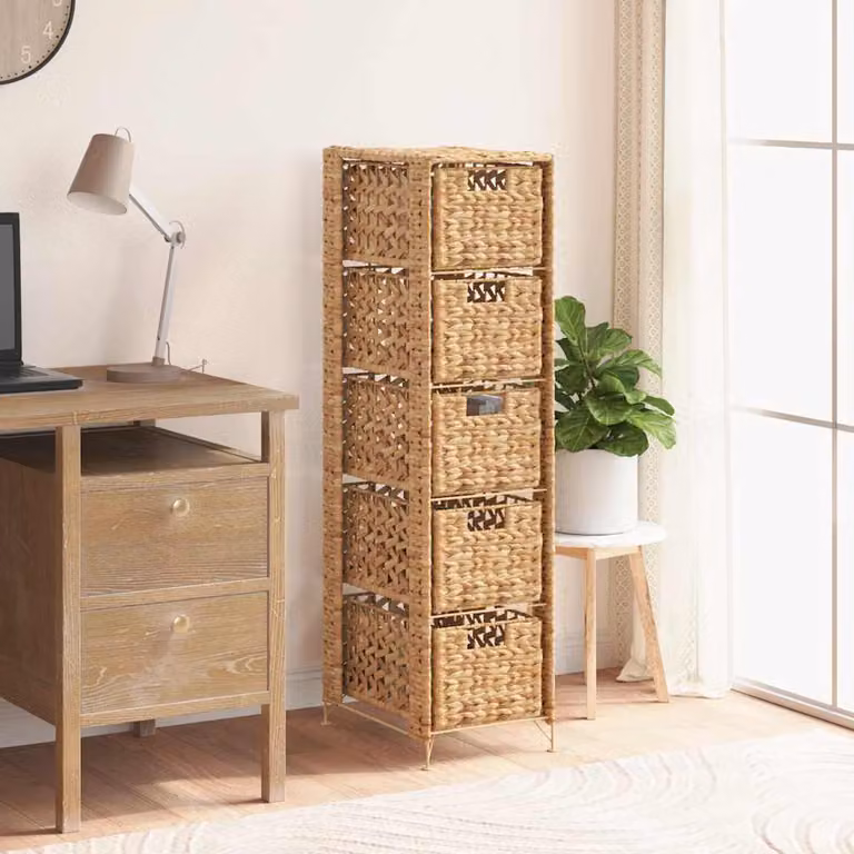Armadietto portaoggetti vidaXL con 5 cesti in stile rustico, colore marrone e beige, L: 25,5 cm, P: 37 cm, H: 100 cm