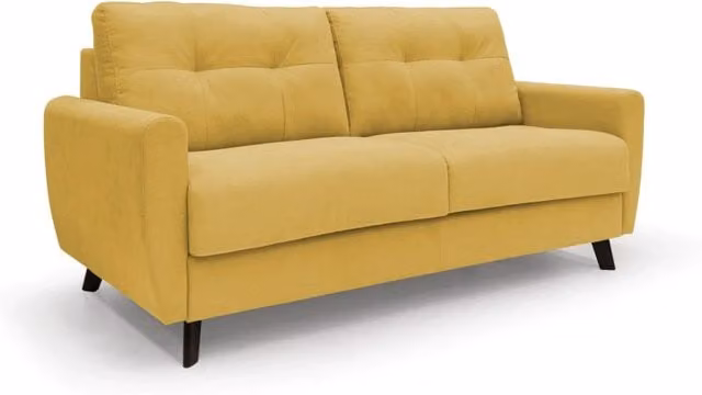 Divano letto matrimoniale Callisto Divani.Store in tessuto giallo con stile scandinavo e coperture rimovibili