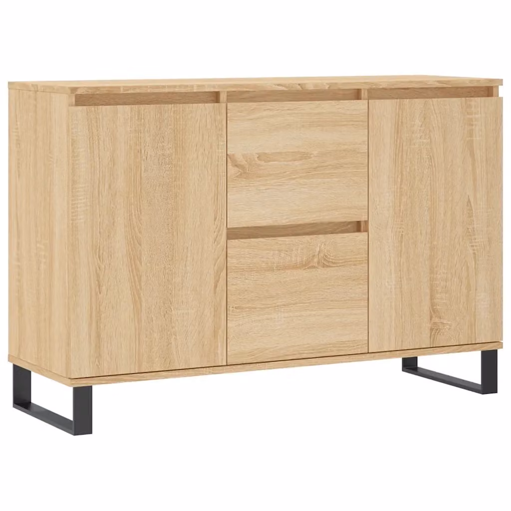 Credenza VIDAXL in Rovere e Metallo, Colore Marrone, L 101,5 x P 35 x H 70 cm – 2